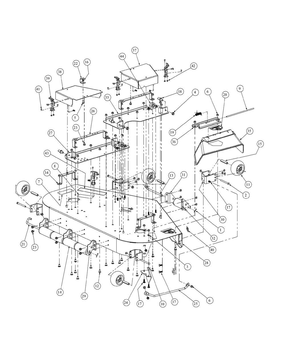 Fabricated Deck Assembly (Nov.2003 And After) Diagram and Parts List for M54-KH 53BB5B8W750-25-HP Cub Cadet Lawn Tractor